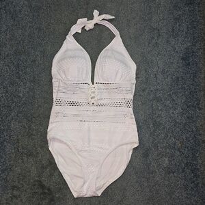 Bleu Rod Beattie White crochet bathing suit. Size 12